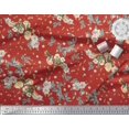 thumbnail image 3 of Soimoi Tissu Satin Modal Feuilles, Moth & Magnolia Imprimé Floral 1 Yard 42 Pouces de Large, 3 of 3