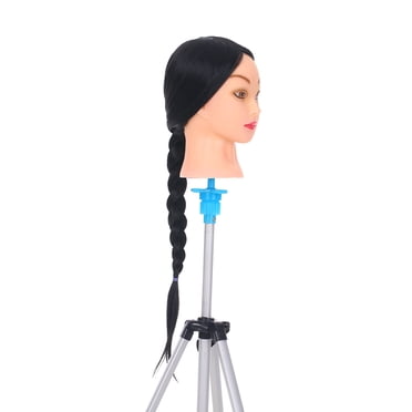 24'' Mannequin Head with Head Stand for Braiding Training Practice Manikin Head for Hairdresser Cosmetology Dummy Head Made from High Temperature Resistant Fiber Hair