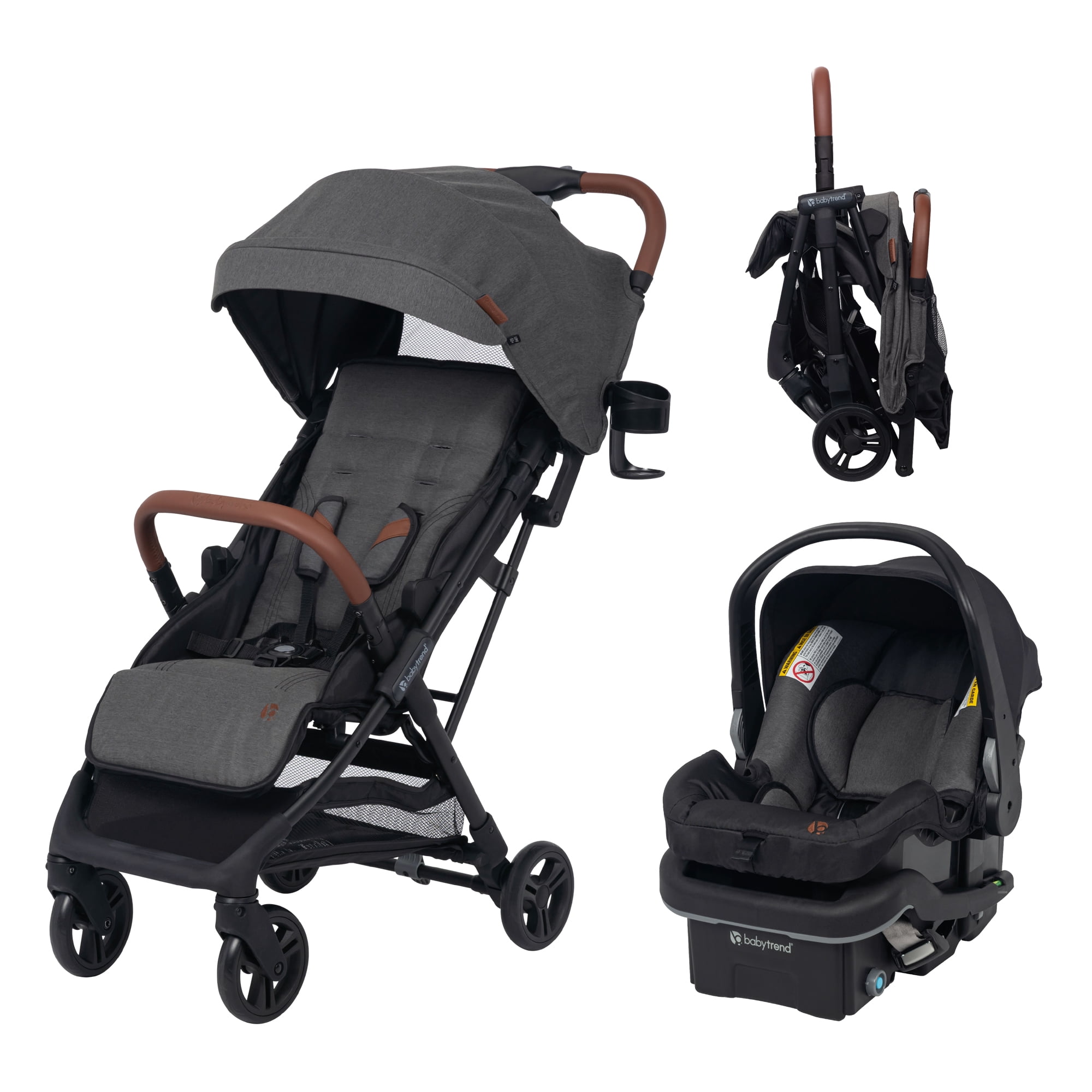 Baby Trend Sonar Compact Lightweight Stroller Travel System with EZ Lift Plus Infant Car Seat and Base (4-30lbs) - Overhead-Bin Friendly Frame w/One-Hand Fold and UPF 50+ Canopy - FAA Approved