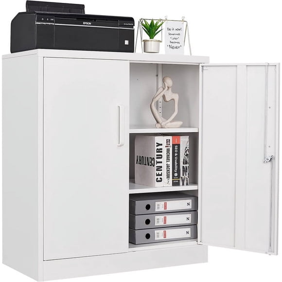 STANI Armoire de Rangement en Métal avec Portes Verrouillables, Armoire en Acier Verrouillable avec Portes et Tablettes, Armoire en Métal Noire avec Serrure pour Garage, Bureau, Maison. École, Boutique