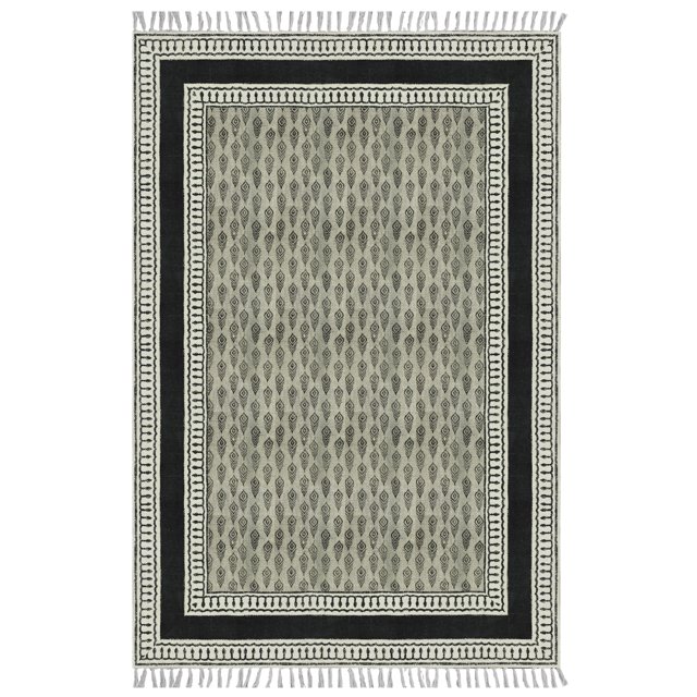 Casavani Hallway Kitchen Runner Rug Cotton Handblock Printed Black Rug Home Decor Kilim 4x15 feet