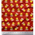 thumbnail image 1 of Soimoi Moss Georgette Fabric Cup,Plate & Chick Cartoon Printed Fabric 1 Yard 42 Inch Wide, 1 of 3