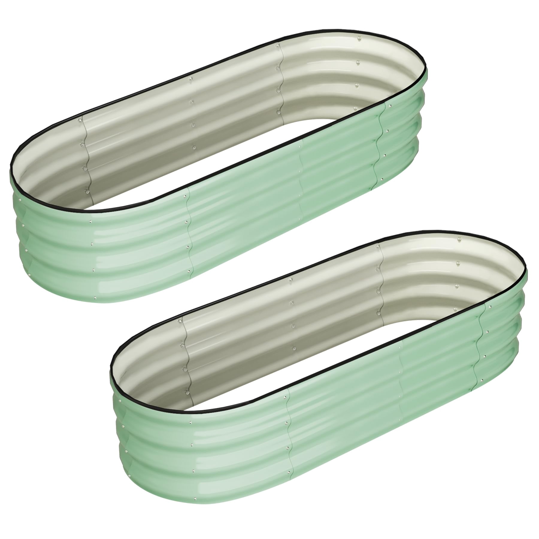 EDTara Large Oval Raised Planter Beds, 2-Pack Metal Garden Boxes With Open-Ended Base for Growing Vegetables and Flowers