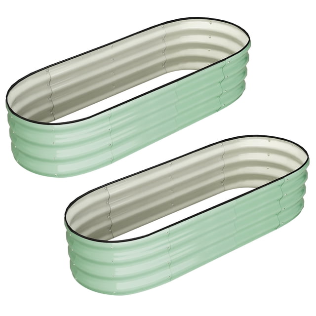 EDTara Large Oval Raised Planter Beds, 2-Pack Metal Garden Boxes With Open-Ended Base for Growing Vegetables and Flowers