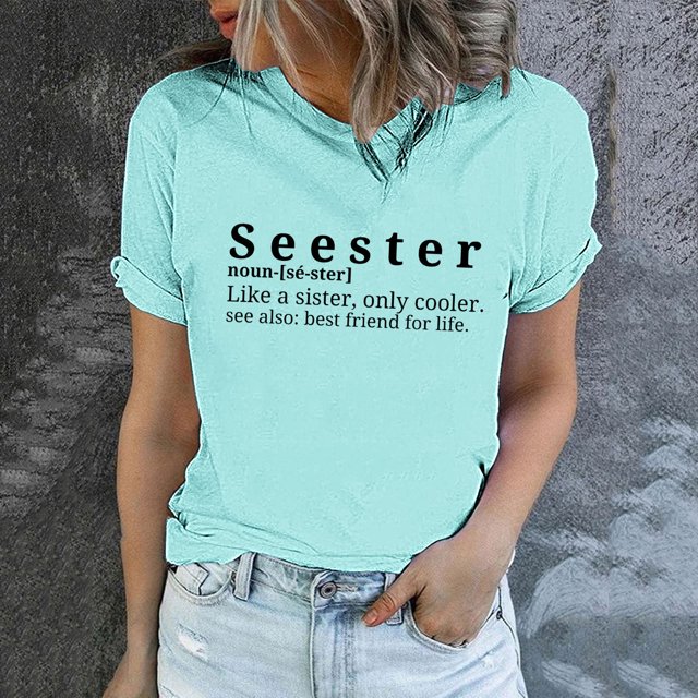 LSLJS Women's Funny Printed Pattern Casual Fashion Soild Color Short Sleeve Tops Blouse