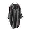 thumbnail image 1 of Chemises à Boutons pour Femmes Manches Longues Retroussables Ourlet Haut-Bas Blouse Décontractée, 1 of 3