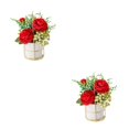 thumbnail image 2 of kurtrusly Artificial Flowers With Vase Add Of Color And Style To Any Room Indoor Pinellia red 2Set, 2 of 6