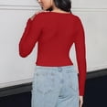 thumbnail image 4 of Yuyuzo Crop Tops for Women Ribbed Knit Long Sleeve Scoop Neck Casual Fall Basic Going out Tops, 4 of 7