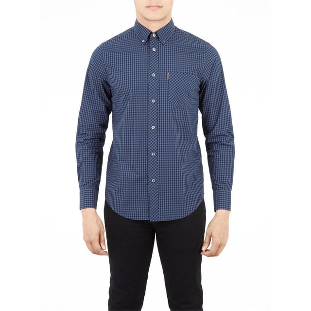Ben Sherman - Gingham Mens Button-Up Long Sleeve Shirt