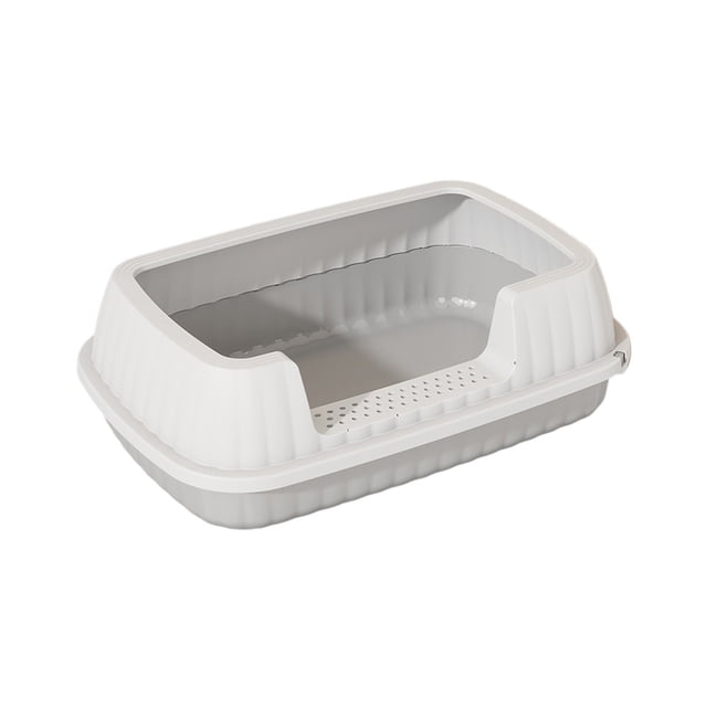Btomtd Bac à Litière Semi-Fermé à Barre Haute avec Conception Anti-Éclaboussures Offre un Grand Espace pour les Chats Comprend une Pelle pour Chatons, Gris