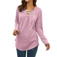 thumbnail image 1 of Women‘s Solid Color Long Sleeve Printed Top Pink M, 1 of 4