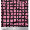 thumbnail image 1 of Soimoi Pink Rayon Crepe Fabric Check Check Print Fabric by Yard 46 Inch Wide, 1 of 4