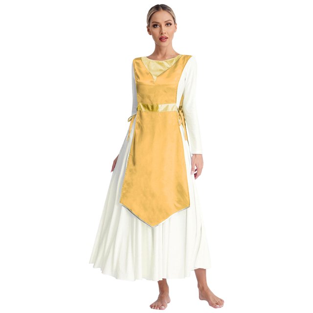 Nyeemya Robe de Danse Sans Manches Métallique Ourlet Irrégulier Jaune L/TG