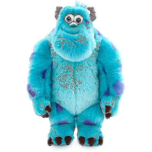 Mike Small Soft Plush Toy from Monsters, Inc, measuring 27cm, designed by fanceye. This blue stuffed toy features a large embroidered eye, 3D horns, and a soft polyester fabric with partial bean bag filling for added texture. Ideal for hugging, snuggling, and playtime.