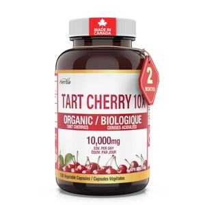 Herba Tart Cherry Extract Capsules – 120 Pills | 10,000mg Per Day | Highly Concentrated - 10:1 Extract | Made in Canada