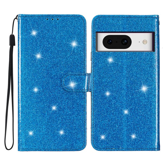Compatible avec Google Pixel 8 Étui Portefeuille Pailleté Étincelant avec Poche pour Cartes et Rabat