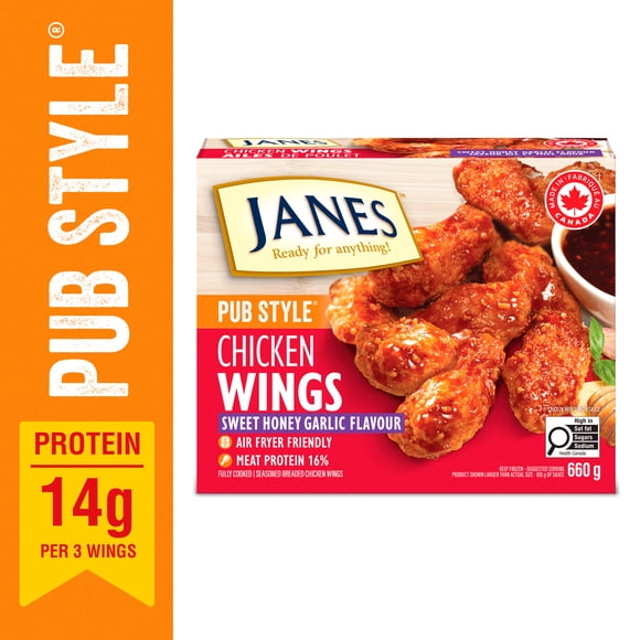 Janes® Pub Style Wings, Sweet Honey Garlic, 660g, Frozen Chicken Wings