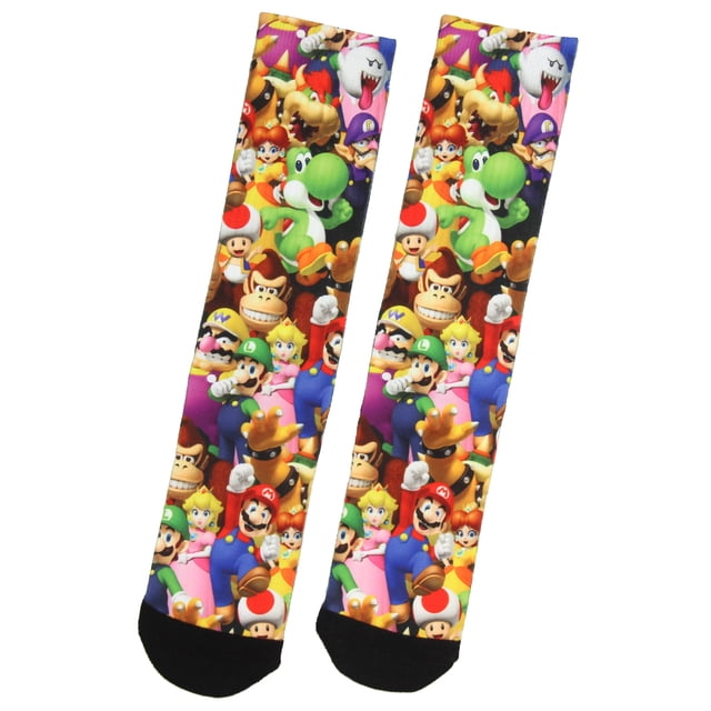 Nintendo Mario Bros. Chaussettes Montantes Sublimées de Qualité Supérieure pour Photo de Groupe Collage