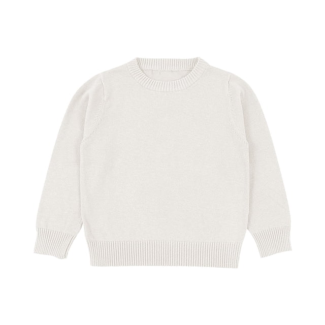 Chandail Enfant et Enfant Automne Couleur Unie à Carreaux Col Rond Chandail Doux Manches Longues Col Rond (Blanc1,3-4 Ans)