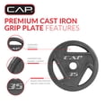 thumbnail image 3 of CAP Barbell 2-Inch Olympic Cast Iron Grip Weight Plate, Single, 35 lb, 3 of 7