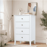Homfa 4 Dresser Dressing blanc pour chambre, commode en bois de chambre à coucher Chandail de tiroir avec jambes hautes