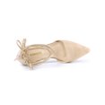 thumbnail image 4 of BLISSFUL STEP Women Pointed Toe Block Heels Lace Up Pumps Beige 5, 4 of 8