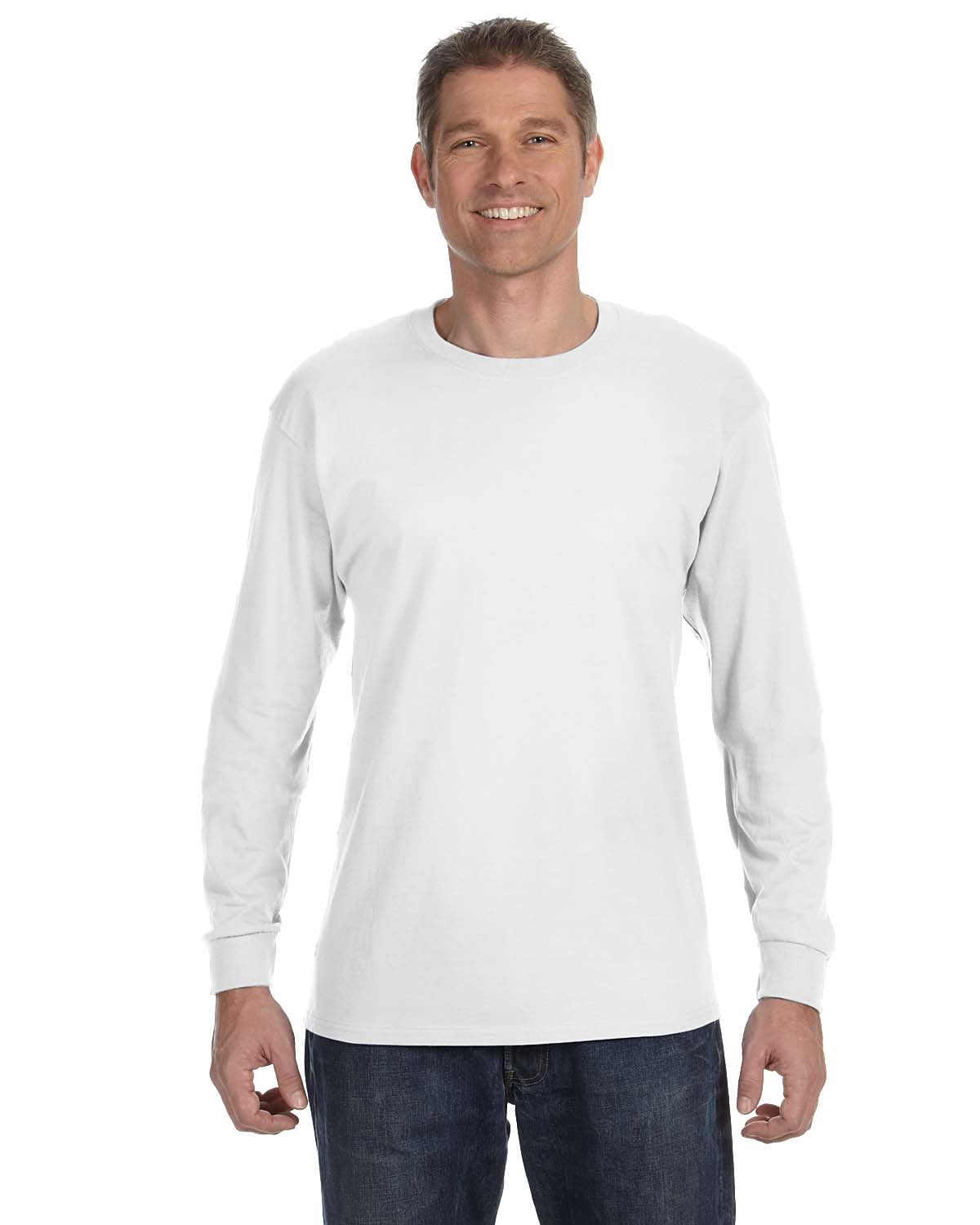 Jerzees Mens DRI-POWER Active Long Sleeve Crew T-Shirt, S, White