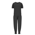 thumbnail image 4 of Ensemble 2 Pcs pour Femmes Été Col Uni Manches Courtes Blouse Haut + Pantalon Ample avec Poches, 4 of 6