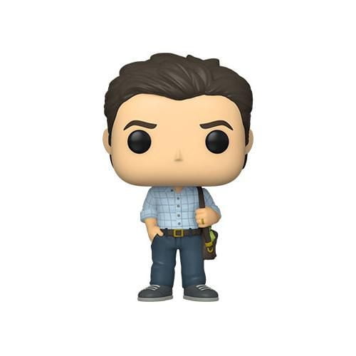 Funko POP! TV: Ozark - Marty Byrde Vinyl Figure, a collectible vinyl action figure standing over three inches tall, featuring Marty with dark brown hair, a light blue checkered shirt, dark blue pants, gray shoes, and a brown shoulder bag, ideal for fans and collectors of Ozark and vinyl figures.