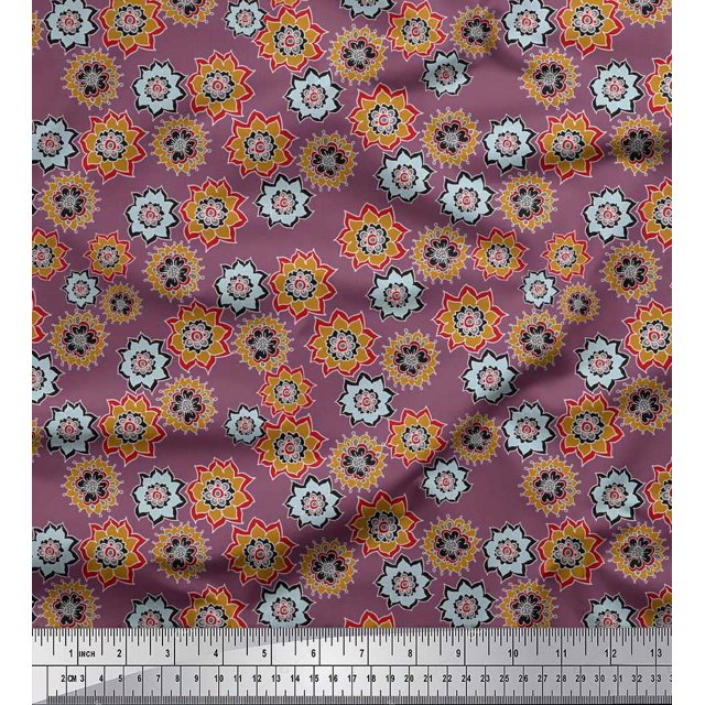Soimoi Rayon Fabric Flower Artistic Print Fabric by The Yard 42 Inch Wide