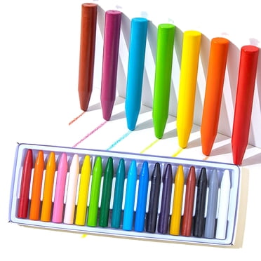 Washable Jumbo Crayons, Non Toxic, Bright &amp; Vibrant Colors, Easy To Hold, Fine Motor Skills Development, Portable Sturdy Container For Toddlers And Kids (18 Pieces)