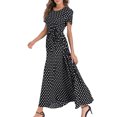 thumbnail image 1 of Robes d'Été pour Femmes 2023 Robes pour Femmes Liquidation Mode Femmes Manches Courtes Plage Pois Bandage Longue Robe Maxi, 1 of 9