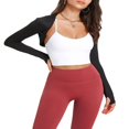 thumbnail image 3 of Cardigan Court de Yoga pour Femmes Haut d'Exercice Manches Longues Ouvert devant Boléro Solide pour Sports, 3 of 5