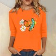 thumbnail image 2 of Dadaria T-Shirt pour Femmes Matters Orange Chemise Manches 3/4 T-Shirt Col Rond Hauts Grande Taille Chandail d'Été Blouses TG, 2 of 5