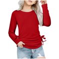 thumbnail image 1 of Plebaso Chemises à Manches Longues pour Filles avec Cordon de Serrage Col Rond Blouses Décontractées Mode Tunique pour Enfants Filles, 1 of 7