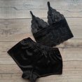 thumbnail image 4 of LSLJS Ensemble Deux Pièces pour Femmes en Dentelle Satinée, Camisole à Bretelles, Hauts, Shorts, Pyjama, Ensembles de Lingerie, 4 of 6
