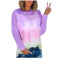 thumbnail image 1 of Nouveaux Hauts d'Été pour Femmes 2023 Mode Col Rond Grande Taille Manches Longues Imprimé Blouses Décontractées pour Sorties Chemises Manches Longues pour Femmes, 1 of 4