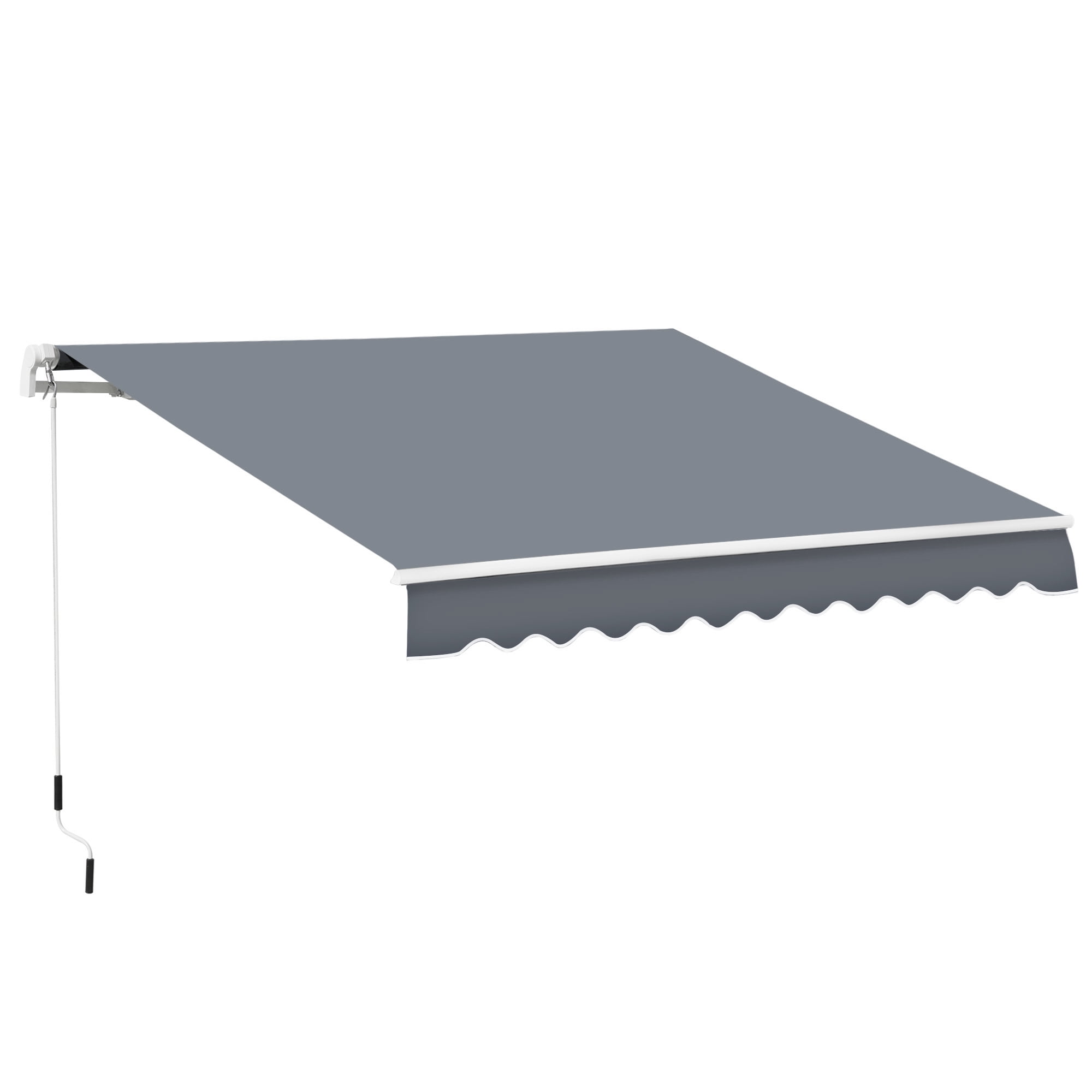Outsunny Auvent Rétractable Manuel 10 Pieds x 8 Pieds avec Manivelle, Gris Foncé