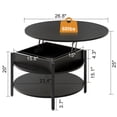 thumbnail image 4 of GUNAITO Petite Table Basse Ronde à Plateau Relevable avec Rangement Table Centrale Moderne Style Ferme avec Tablette Petite Table Ronde pour Salon pour Salon Noir, 4 of 8