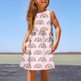 thumbnail image 2 of PMVFHDE Robe Florale Printemps Été pour Filles / Col Rond Sans Manches Tenue Décontractée / Tenue Légère pour Fête pour Tout-Petits à Préadolescents Rose,7-8, 2 of 5