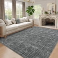 thumbnail image 1 of Modern Washable Area Rug 9x12 for Living Room, Bedroom, or Dining Room – Soft Low Pile, Collapsible, Non-Slip, Mark Resistant Carpet – Easy to Clean Neutral Floor Mat, Dark gray, 1 of 7