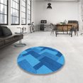 thumbnail image 4 of Ahgly Company Tapis d'Intérieur Lavable à la Machine, Carré, Transitionnel, Bleu, Tapis de Zone, 8 Pieds Carré, 4 of 7