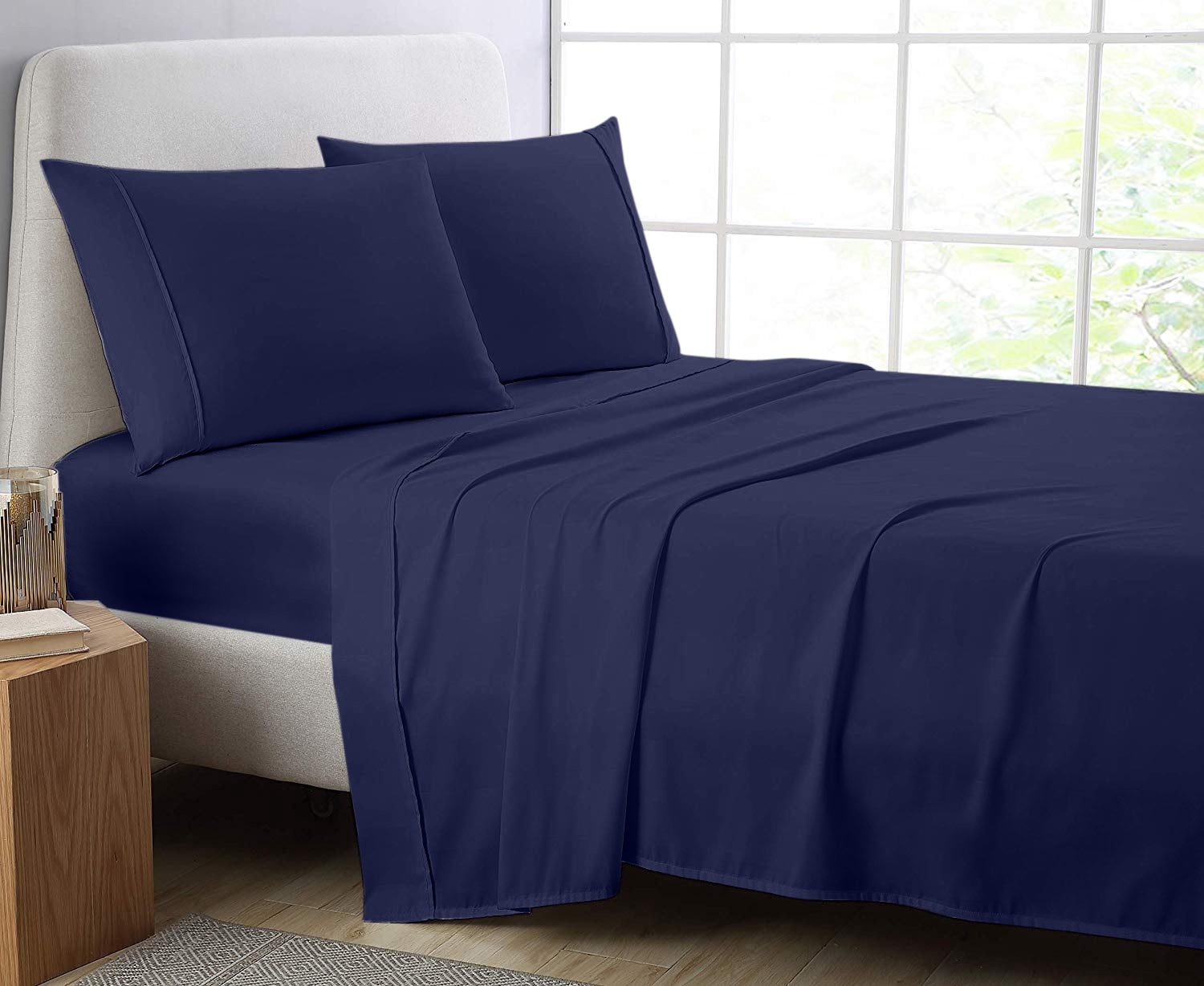 Cotton Metrics 4pc Sheet Set 600TC 100% Organic Cotton 4pc Bedding Set (Fitted sheet, Flat sheet, 2 Pillowcases) All Sizes & Colors