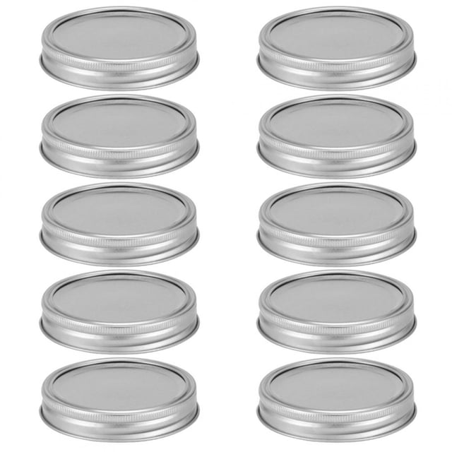 Split-Type Jar Lid, Food Container Sealing Cover Food Grade Canning Lid, For Home 10Pcs 70mm Silver Circular Ring+Cover Plate