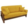 thumbnail image 1 of Solid Microsuede Double Corded 8 to 9-inch Full Futon Cover Set with Four Throw Pillows (Set of 5) - Lemon, 1 of 1