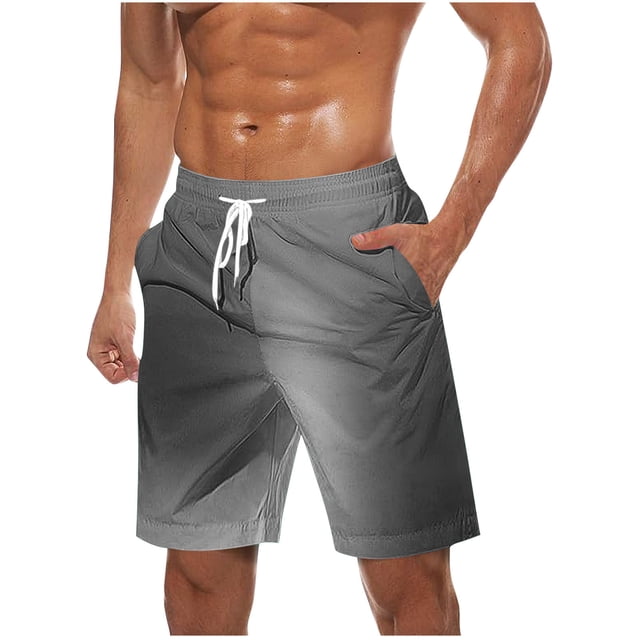 Cameland Large Size Shorts Men, Gradient Drawstring Elastic Waist Shorts Summer Casual Beach Quick Dry Shorts