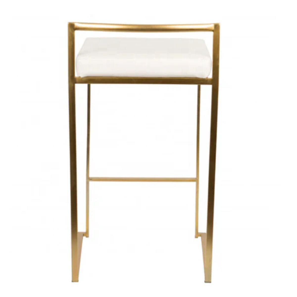 Heavenly Collection White PU Stool with Gold Stainless Steel Frame SET OF 3