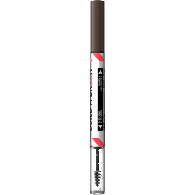 Maybelline New York 2-1 Build a Brow Crayon à Sourcils, 0,4 ml, à Double Extrémité avec une Pointe Crayon Brune et une Brosse en gel Transparent pour Combler et Sculpter les Sourcils avec une Tenue jusqu'à 24 Heures, Idéal pour des Sourcils Naturels et Plus Fournis.