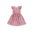 thumbnail image 1 of EYIIYE Robe Midi d'Été pour Petite Fille 1T-8T, Robe Trapèze à Manches Volantées pour Tout-Petit, Imprimé Floral, Col Rond, Robe Décontractée, Col Rond, Robe de Princesse à Fleurs pour Fête, Mode pour Enfants, Vêtements Mignons pour les Vacances, 1 of 6