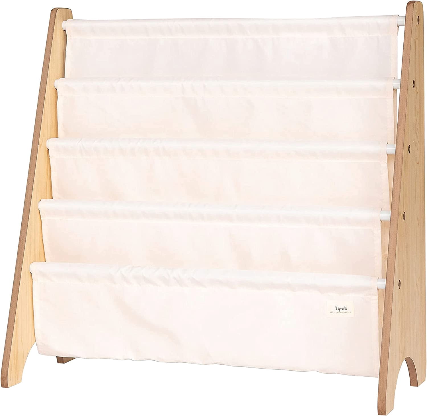 3 Sprouts Recycled Fabric Kids Book Rack Storage Bookshelf Organizer in Cream for Ages 3+